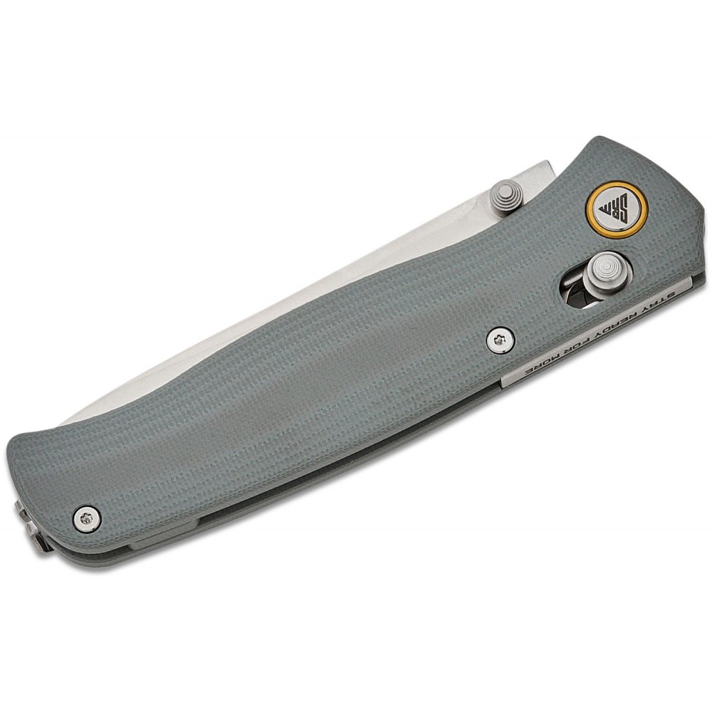 SRM Knives 255L-GK Ambi-Lock Folding Knife - 3.2" 10Cr15CoMoV Blade Grey G10 Handle