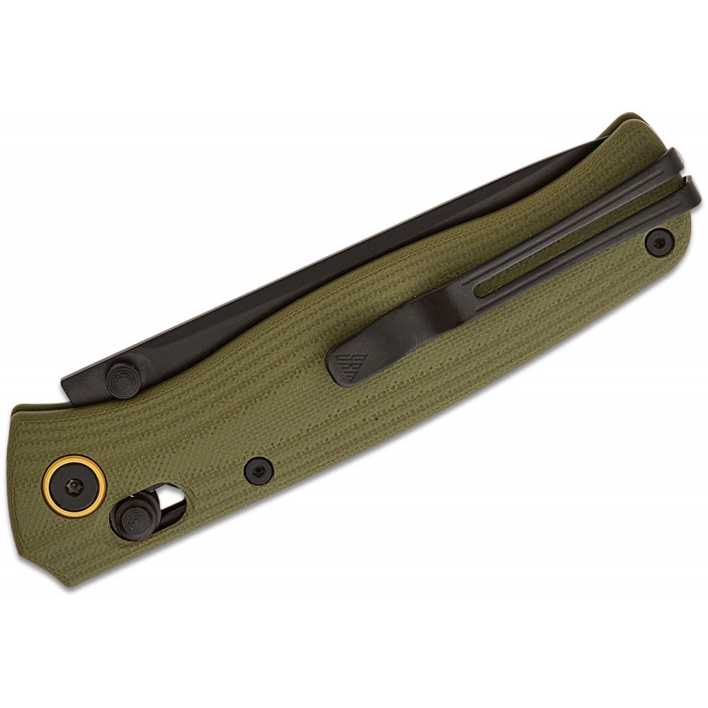 SRM Knives 255L-GP Ambi-Lock Folding Knife - 3.2" 10Cr15CoMoV Black PVD Blade Green G10 Handle