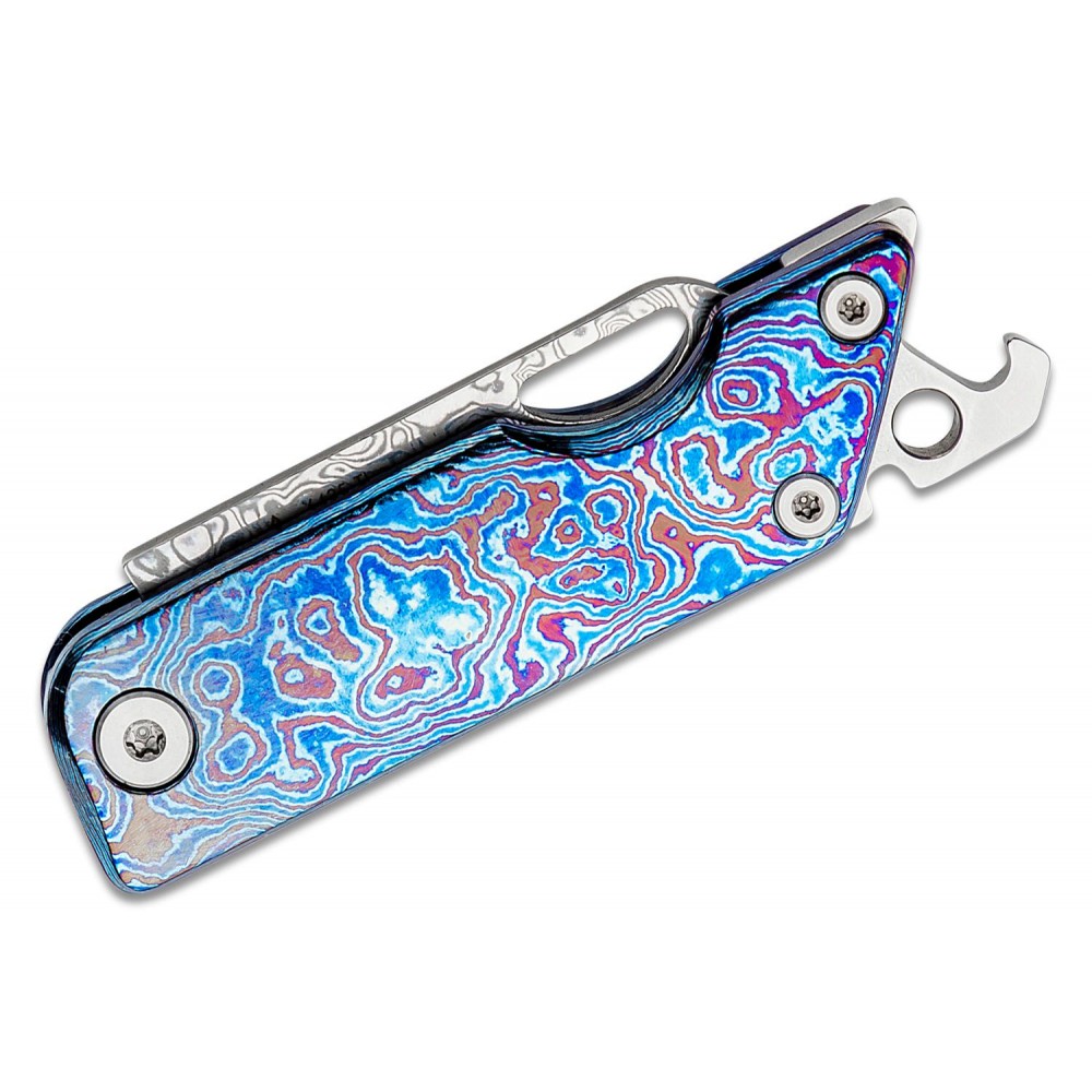 SRM Knives 6435-TL UK EDC Slipjoint Folding Pocket Knife - 1.61" Damascus Blade Damascus Pattern Titanium Handle