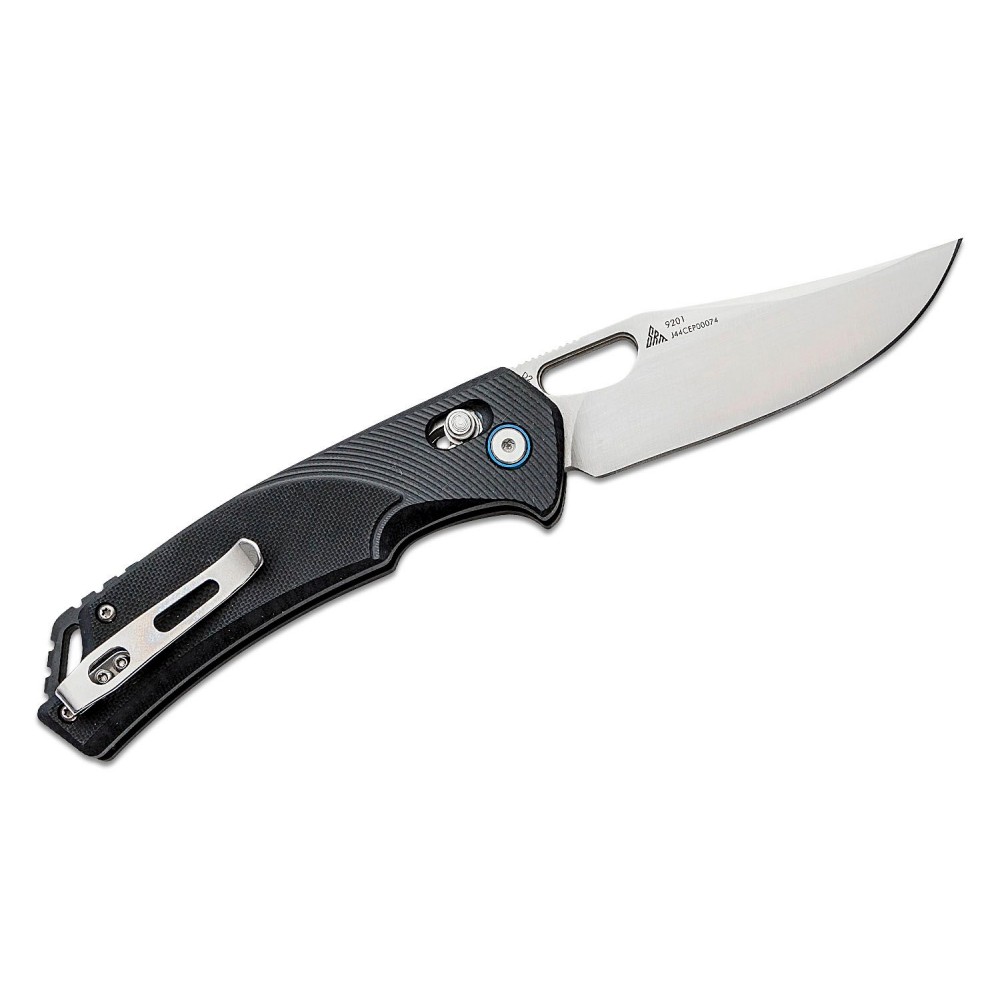 SRM Knives 9201 Folding Knife - 3.54" D2 Clip Point Blade Black G10 Handle Crossbar Lock