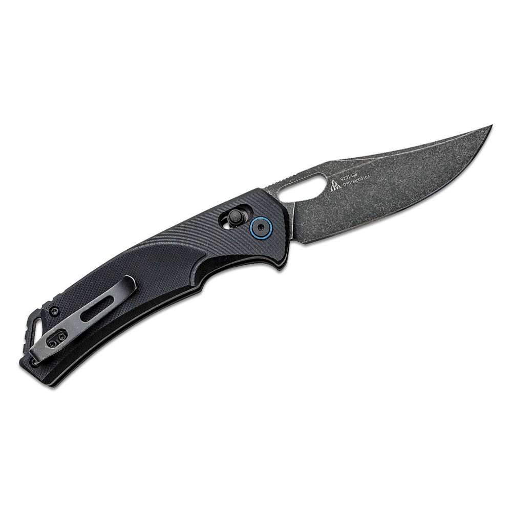 SRM Knives 9201-GB Folding Knife - 3.54" D2 Black Blade Black G10 Handle Crossbar Lock