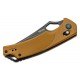 SRM Knives 9202-GW Folding Knife - 3.54" D2 Black Stonewashed Trailing Point Blade Brown G10 Handle Crossbar Lock