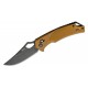 SRM Knives 9202-GW Folding Knife - 3.54" D2 Black Stonewashed Trailing Point Blade Brown G10 Handle Crossbar Lock