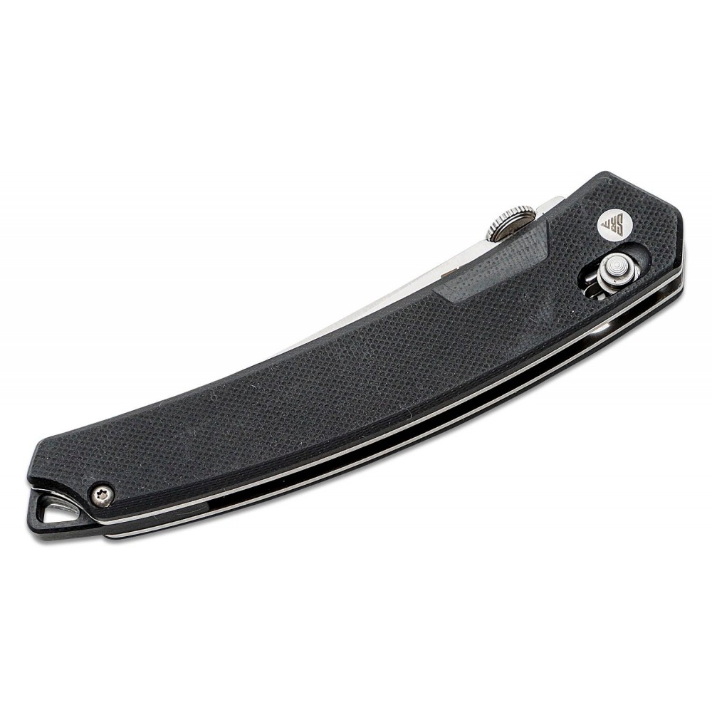 SRM Knives 9211 Folding Knife - 3.57" Satin Tanto Blade Black G10 Handle Crossbar Lock