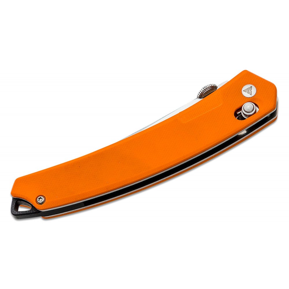 SRM Knives 9211-GJ Folding Knife - 3.57" Satin Tanto Blade Orange G10 Handle Crossbar Lock