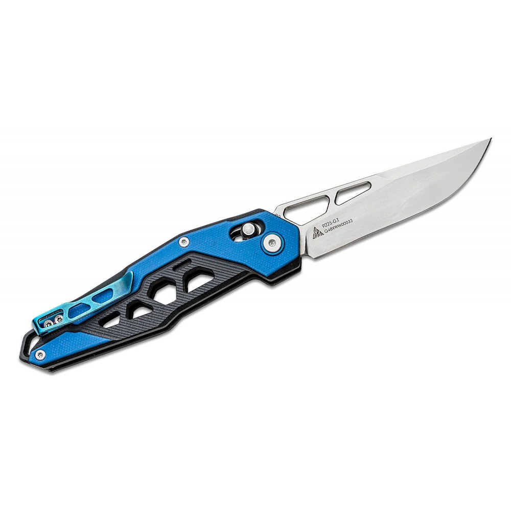 SRM Knives 9225-GI Mecha Folding Knife - 3.27" Blade Blue and Black G10 Handle