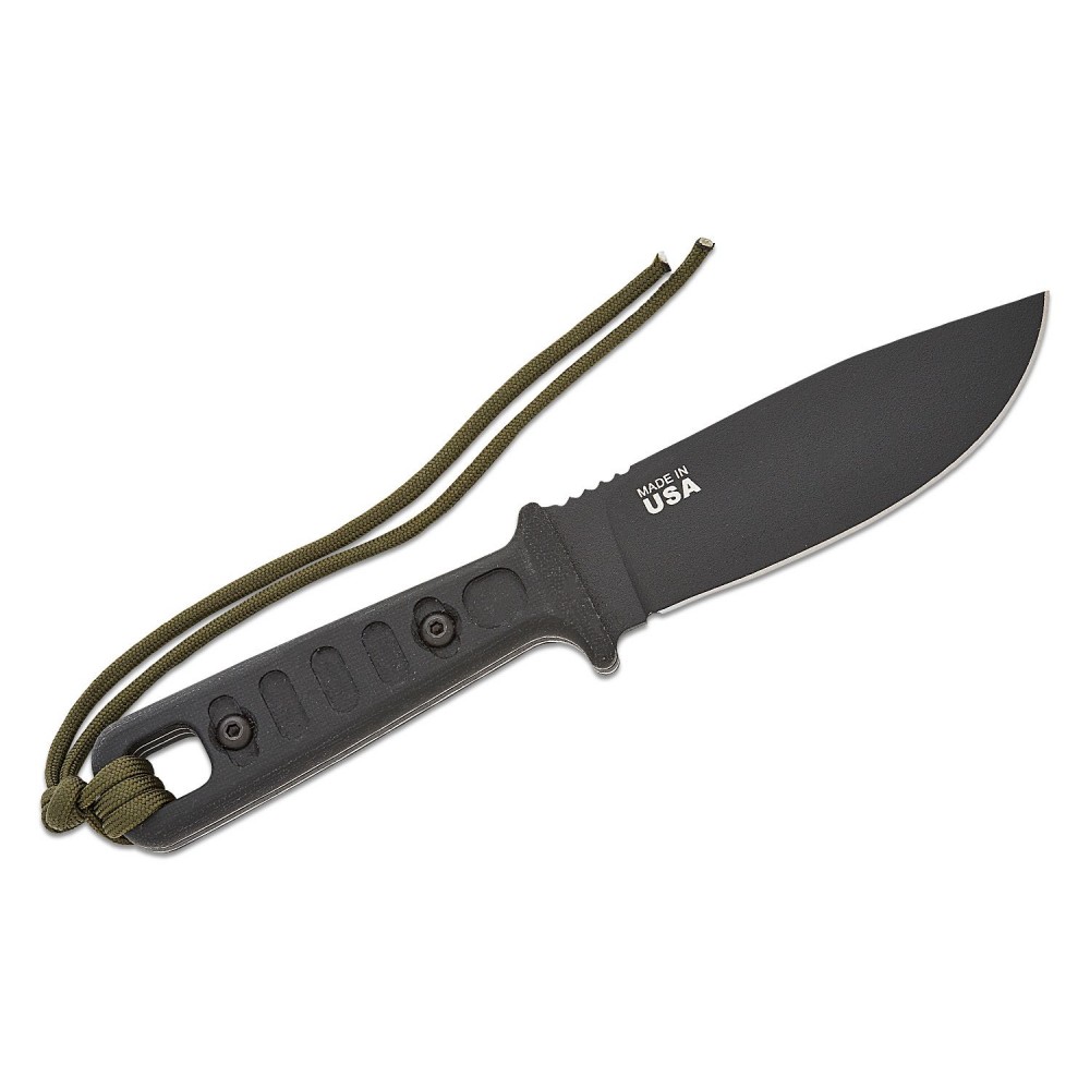 TOPS Knives Lite Trekker Fixed Blade Knife - 4.25" 1095 Black DP Blade Black Micarta Handle