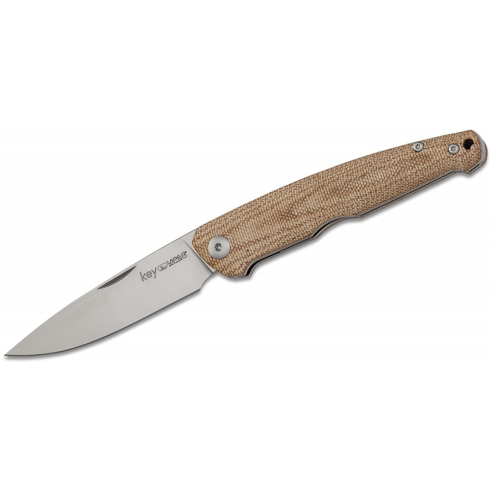 Viper Knives Vox Key Slipjoint Folding Knife - 3.25" M390 DP Blade Natural Canvas Micarta Handle