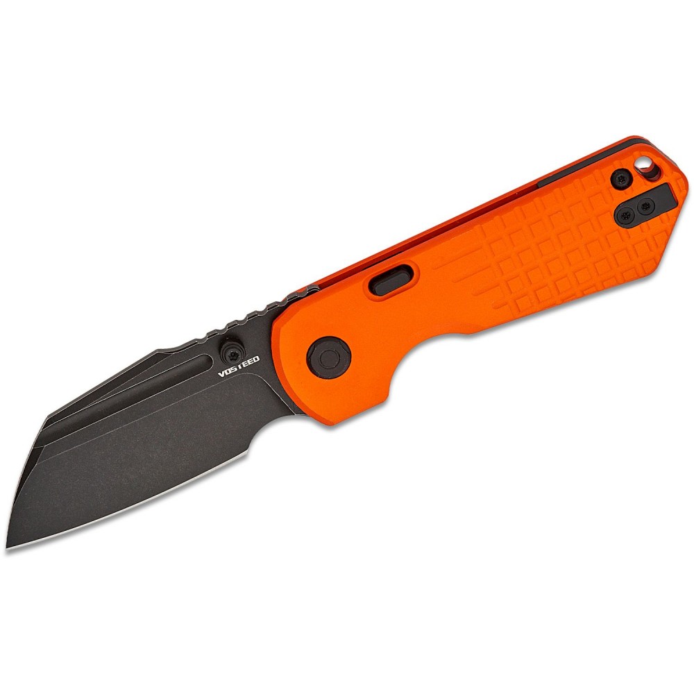 Vosteed Hedgehog Folding Knife - 2.99" S35VN Black Sheepsfoot Blade Orange Frag Aluminum Handle