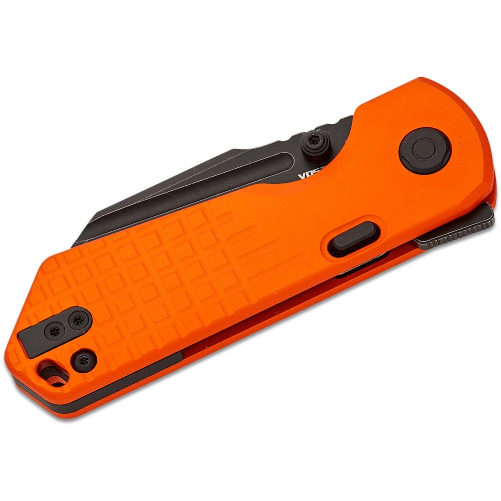 Vosteed Hedgehog Folding Knife - 2.99" S35VN Black Sheepsfoot Blade Orange Frag Aluminum Handle