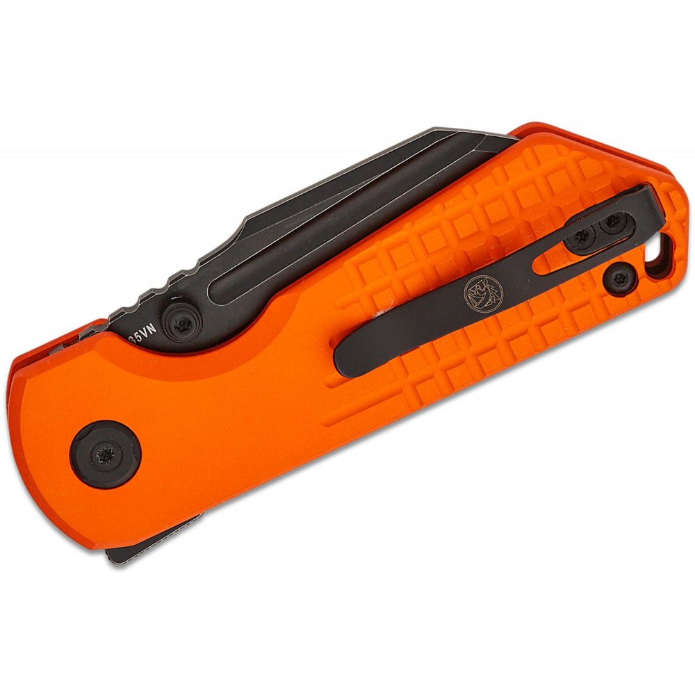 Vosteed Hedgehog Folding Knife - 2.99" S35VN Black Sheepsfoot Blade Orange Frag Aluminum Handle