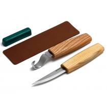 BeaverCraft S13L Wood Carving Tools Set for Spoon Carving 3 Knives in Tools Roll Leather Strop and Polishing Compound Hook Sloyd Detail Knife Left